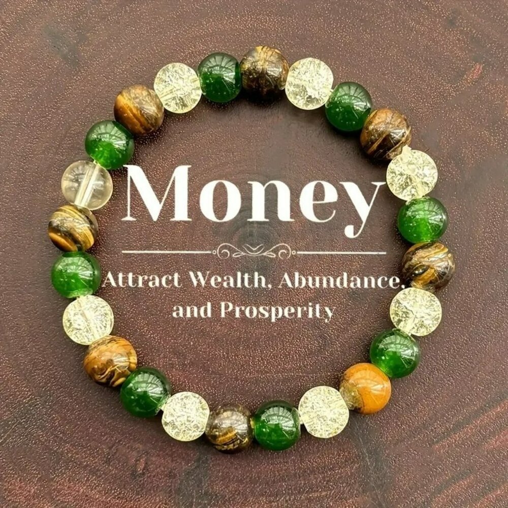 Vintage Boho Prosperity and Abundance Tiger Eye Gemstone Bracelet (SKU #0354)